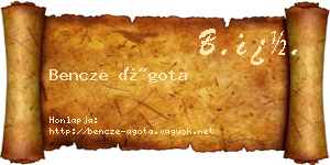 Bencze Ágota névjegykártya