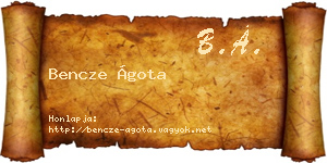 Bencze Ágota névjegykártya