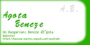 agota bencze business card